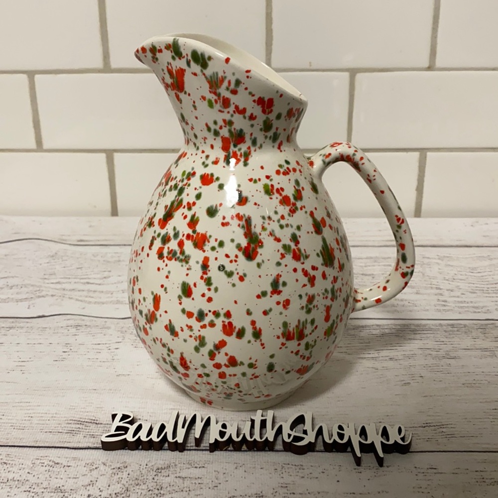 Vintage Retro Handmade Christmas Splatter Ceramic Serveware Dish Pitcher